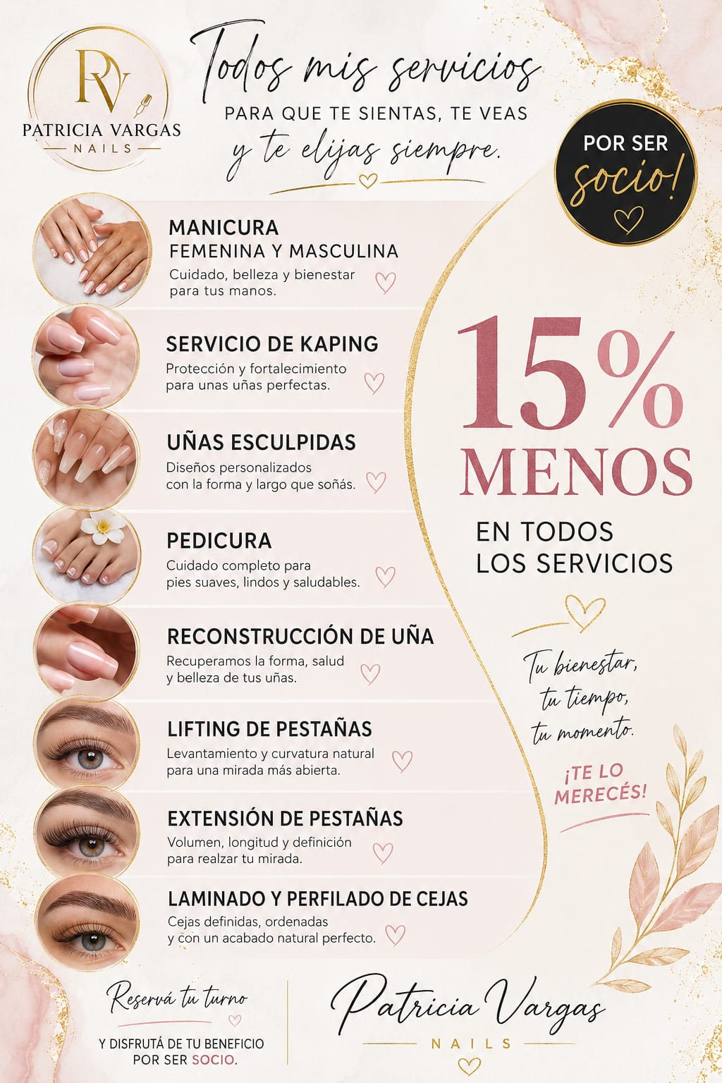 Beneficio Patricia Vargas Nails - 15% de descuento para asociados